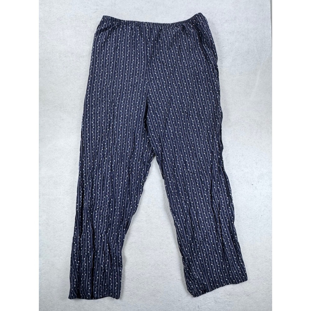 Vintage Blue Navy Floral Stripe Rayon Lounge Pajama Pants XL MDM185DAZB-NAV - Picture 6 of 6
